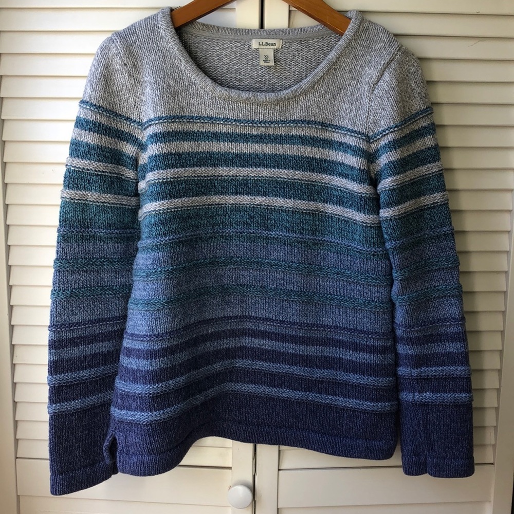 L.L.BEAN 100% Cotton Striped Blue XS Sweater